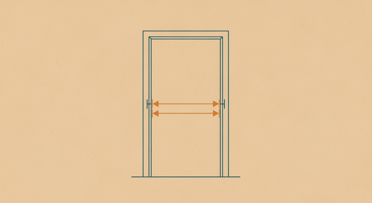 Diagram showing how to measure the clear width of a doorway